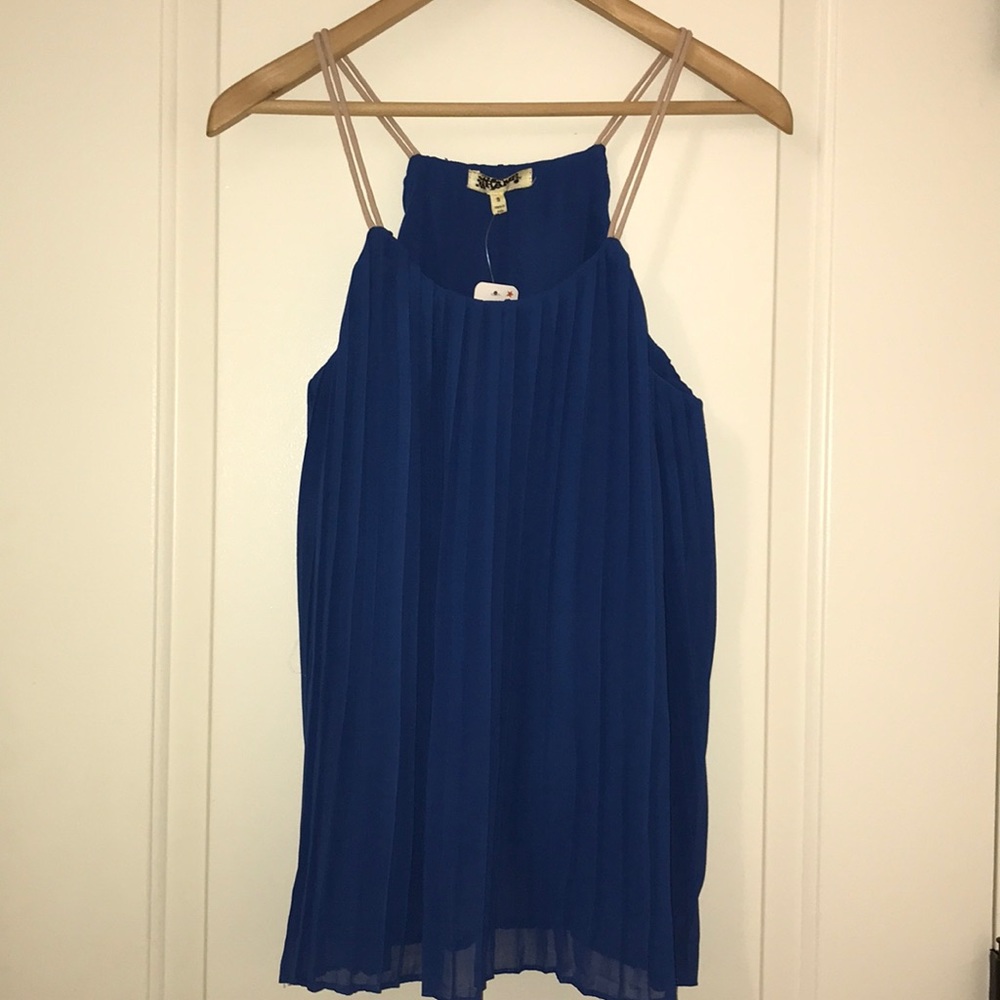 Blue pleated Tank, NWT